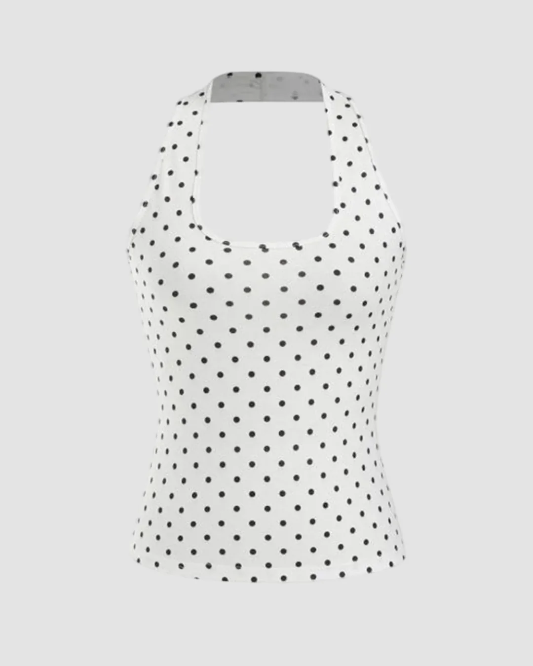 Halter Neckline Polka Dot Top & V Neck Long Sleeve Top in Black - Image 4