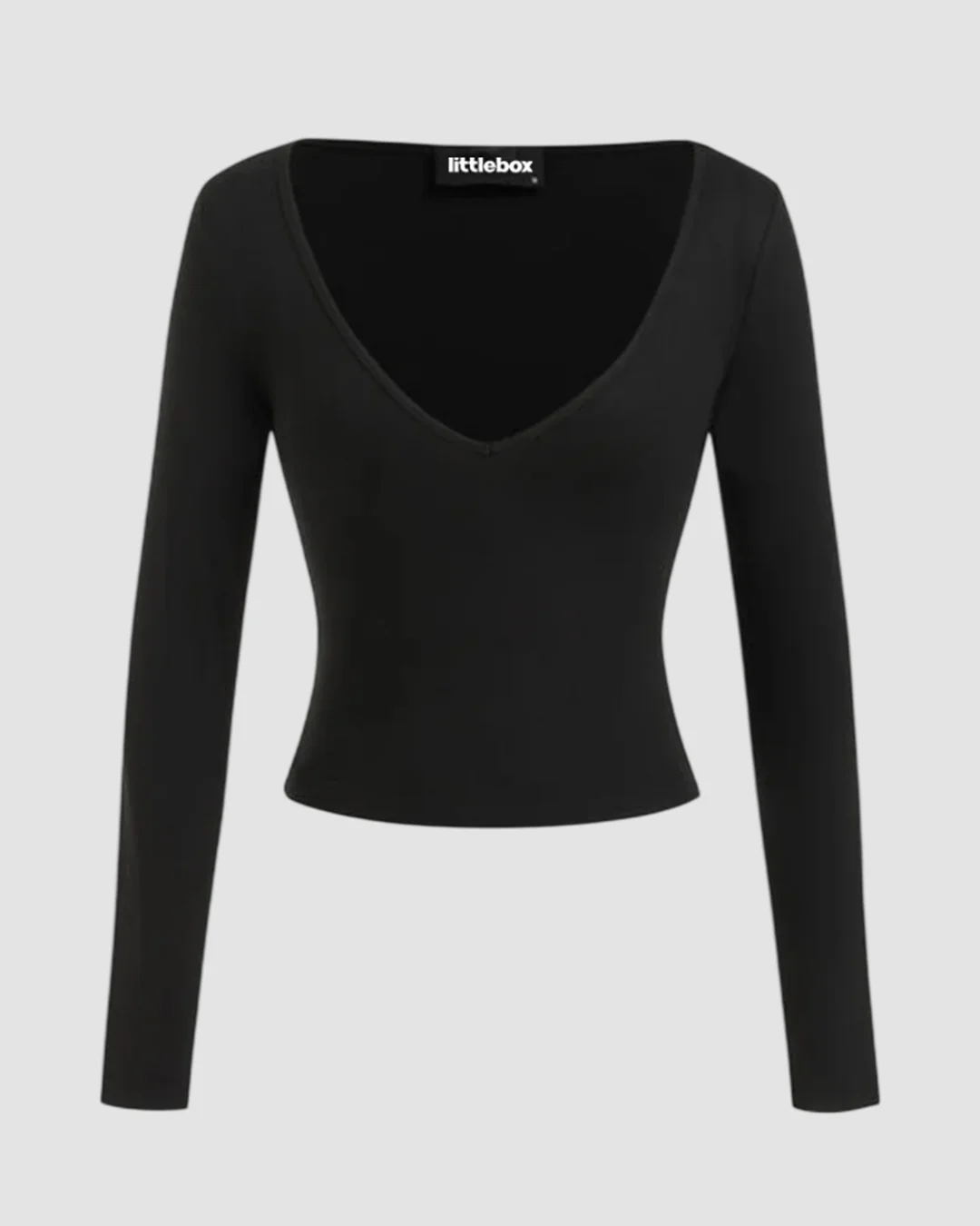 Halter Neckline Polka Dot Top & V Neck Long Sleeve Top in Black - Image 5