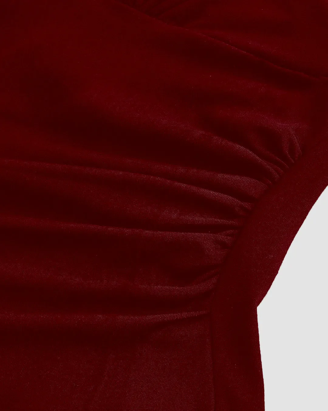Halter Tie Waist Ruched Fitted Chic Glamour Burgundy Tank Top - Image 4