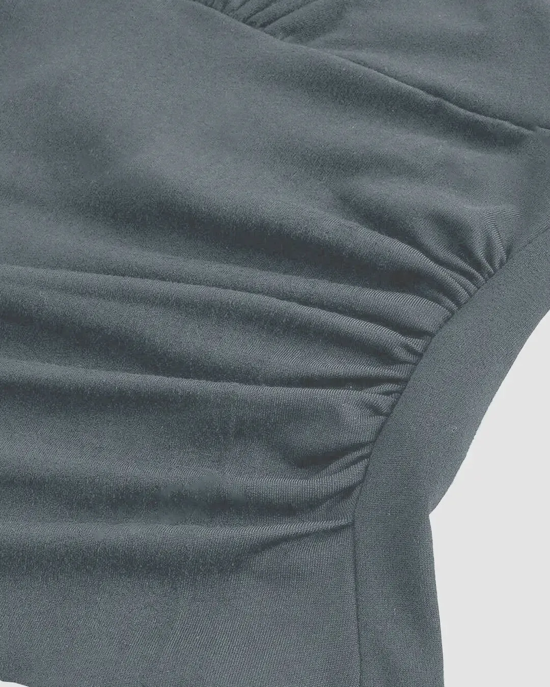 Halter Tie Waist Ruched Fitted Chic Glamour Grey Tank Top - Image 3