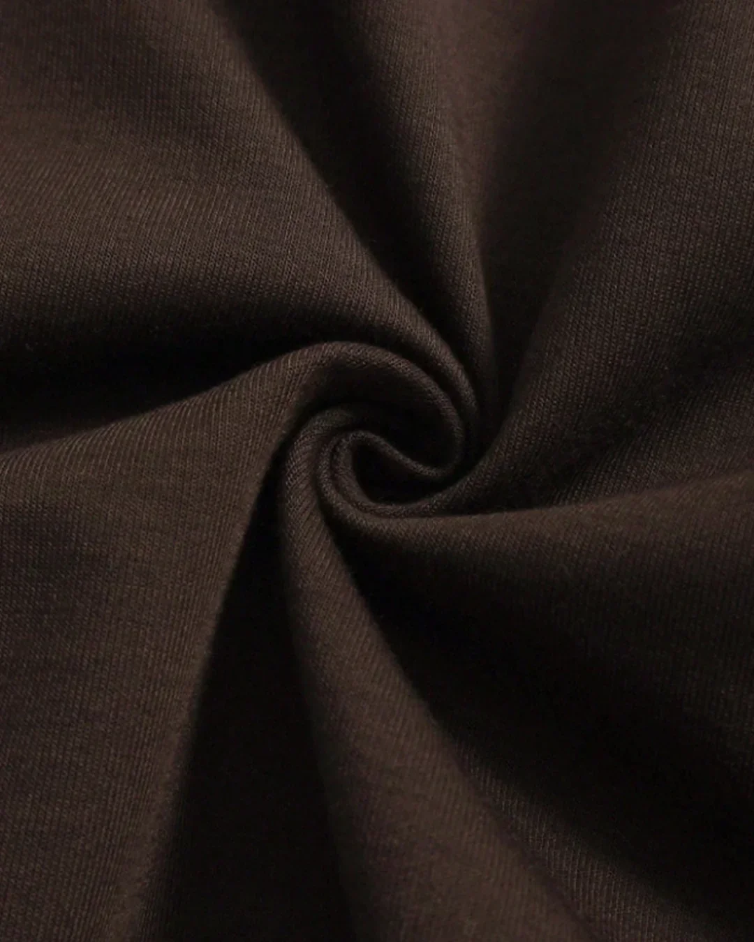 High Neck Loose-Fit Cropped Hem Solid Long Sleeve Hoodie in Chocolate - Image 3