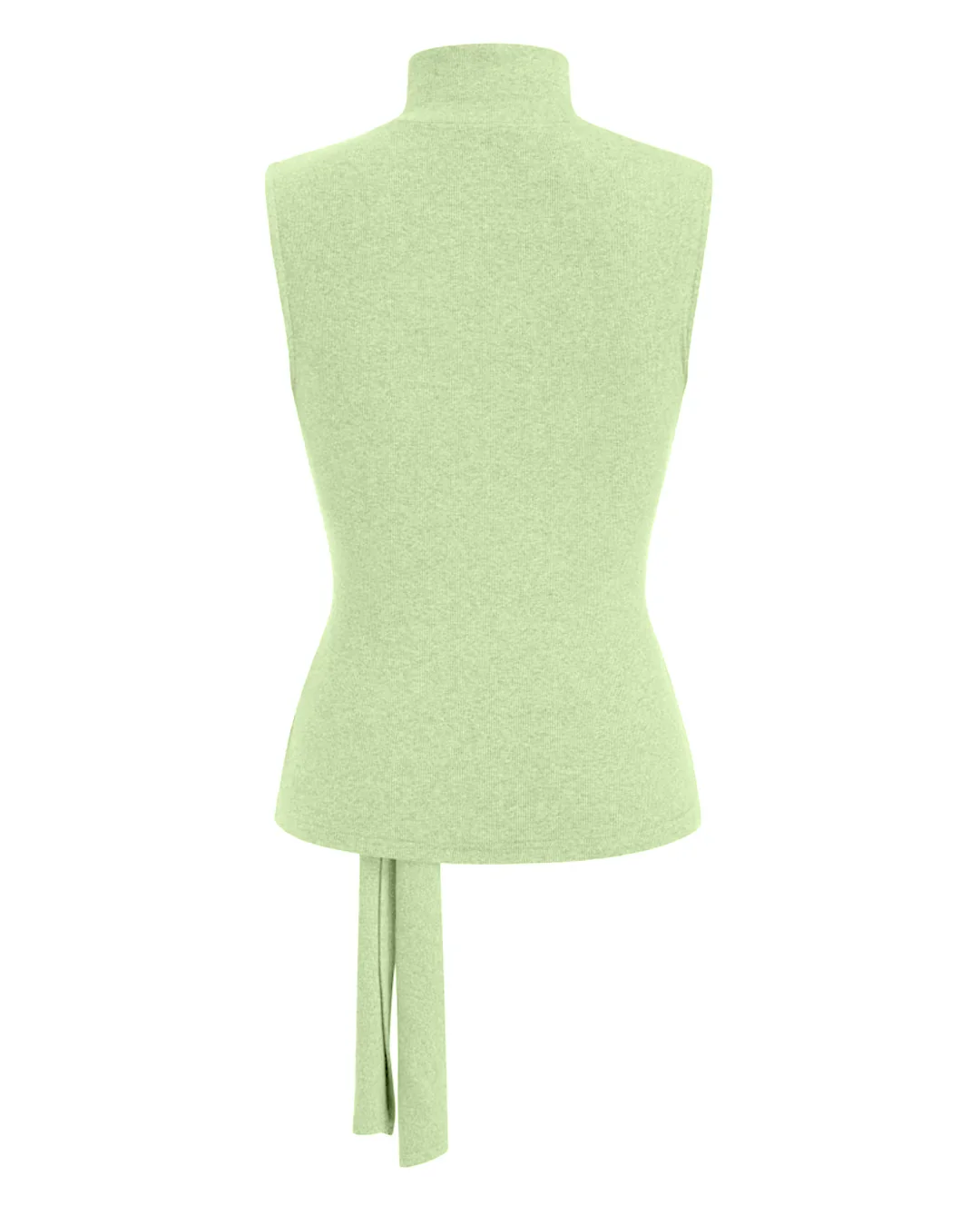 High Neck Sleeveless Knotted Top in Herbal - Image 2