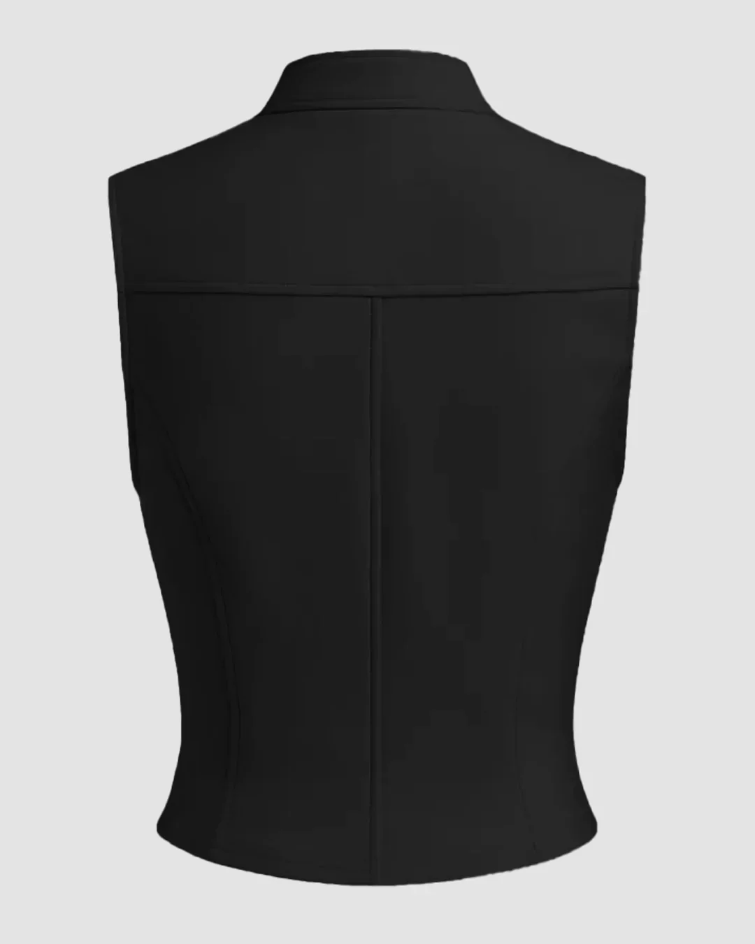 High Neck Zipper Front Tank Top in Black - Image 2