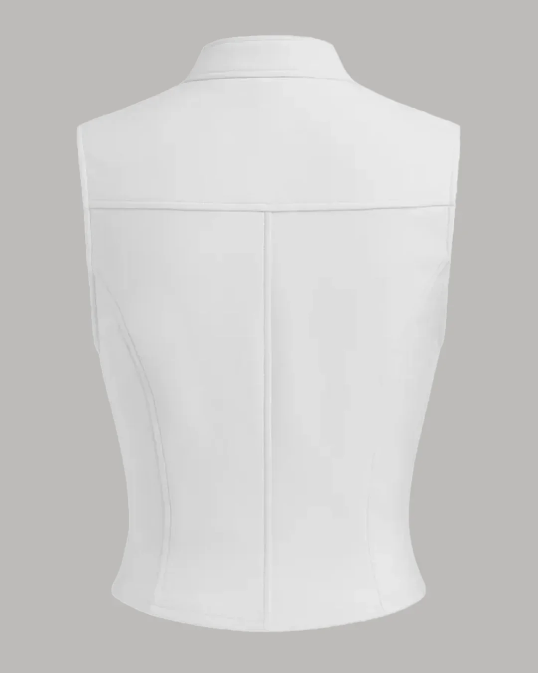 High Neck Zipper Front Tank Top in White - Image 2