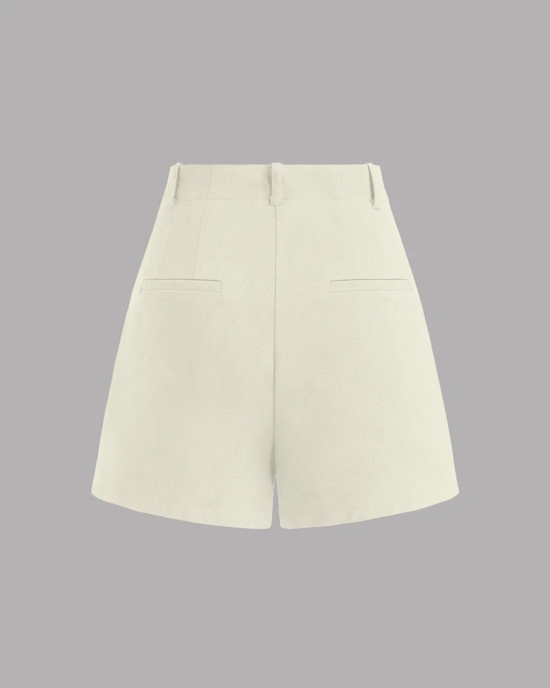 High Rise Solid Shorts In Beige - Image 2