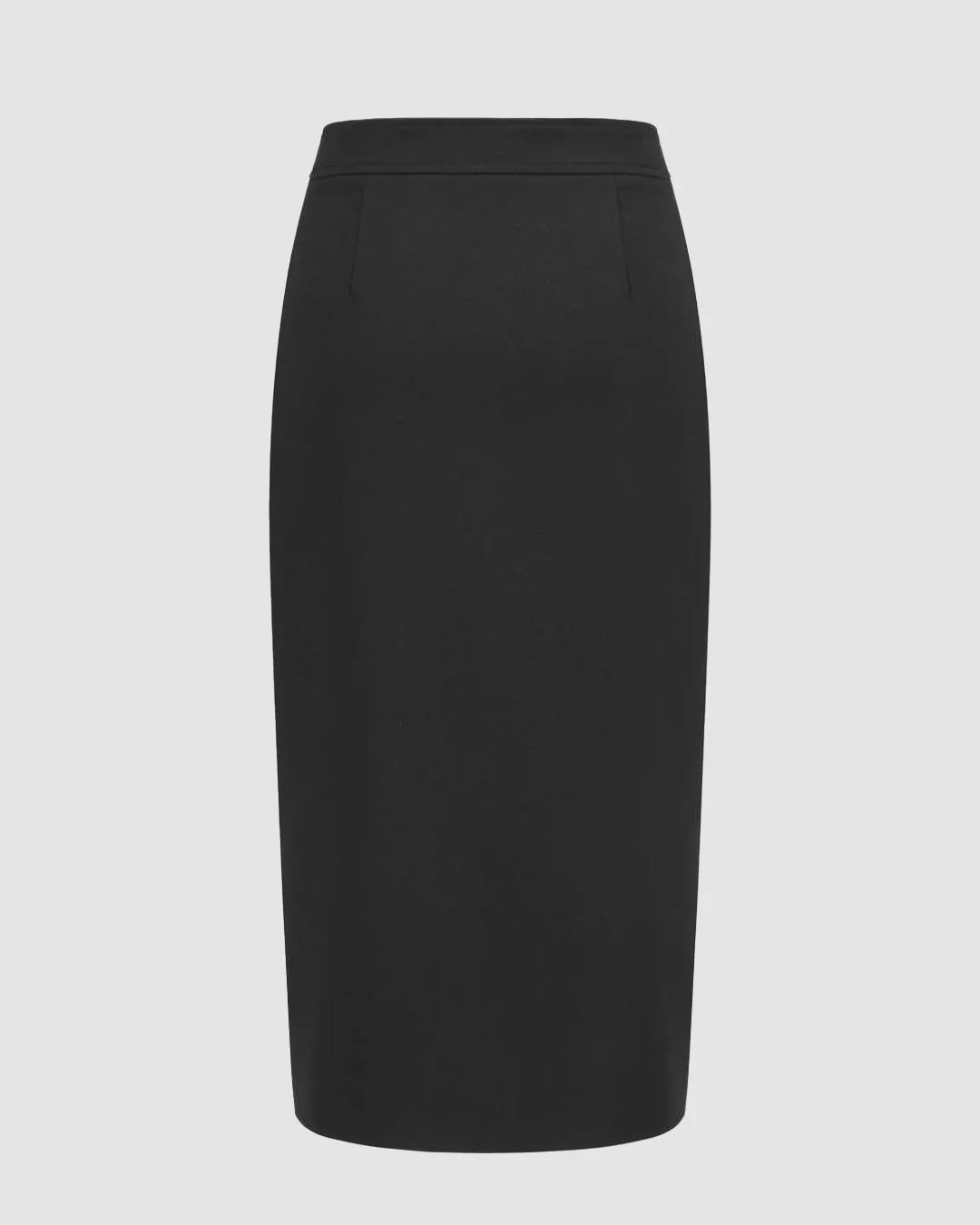 High Rise Split Zipper Black Midi Skirt - Image 2