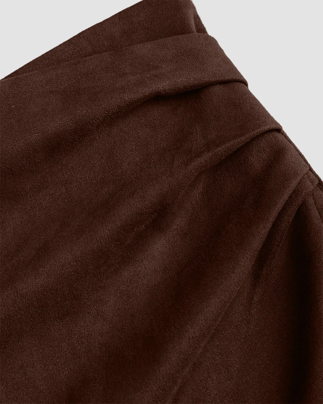 High-Waist Draped Wrap Mini Skirt in Brown - Image 3