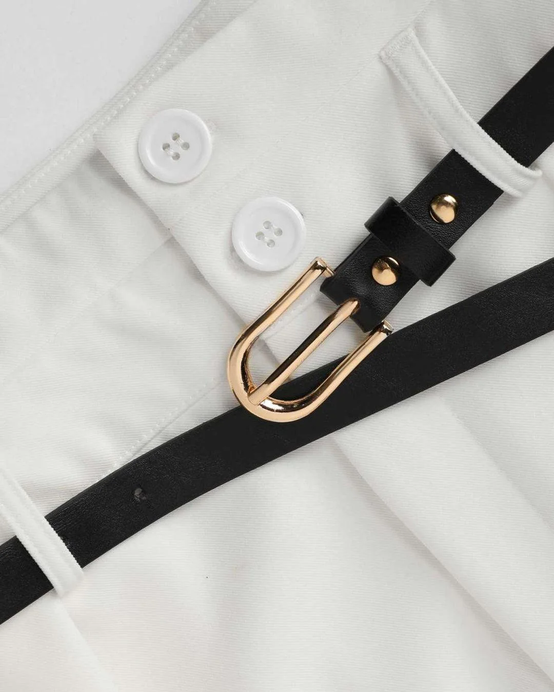 High Waist Pleated Pants With Tailored Vest Style Top In White - Image 7