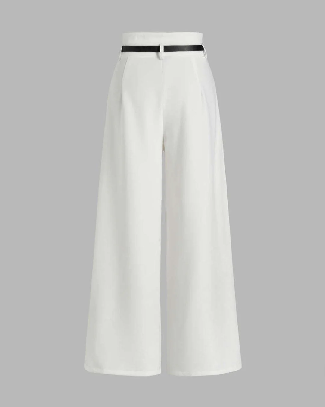 High Waist Pleated Trousers In White - Image 3