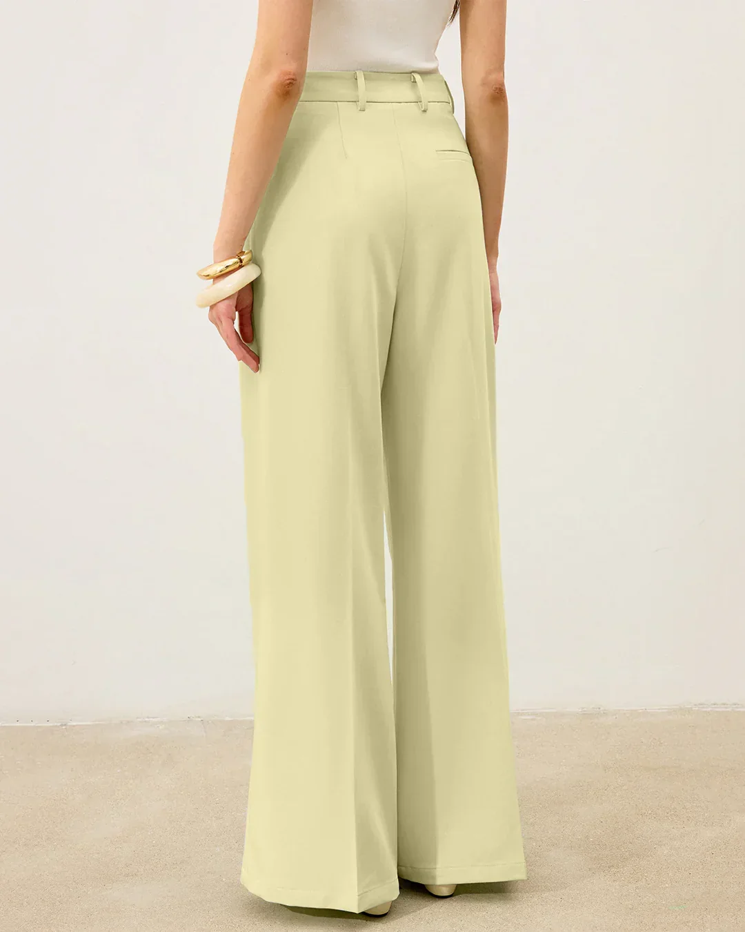 High-Waist Tailored Wide-Leg Trousers in French Vanilla - Image 4