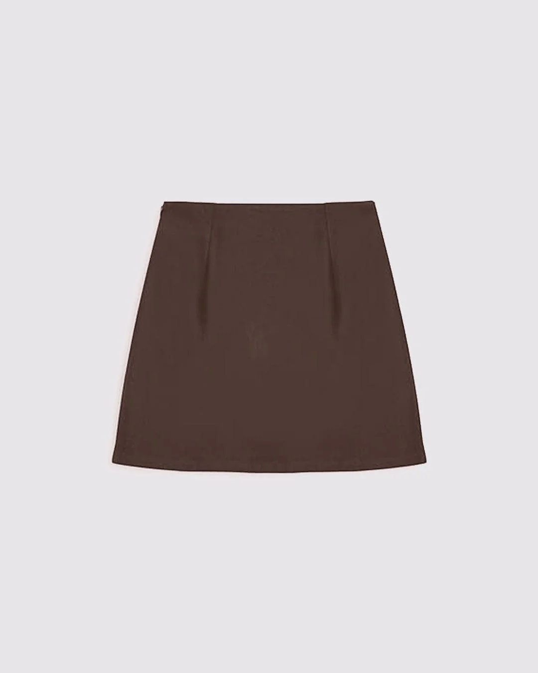 High Waist Zip Up Slit Mini Skirt In Coco Brown - Image 2