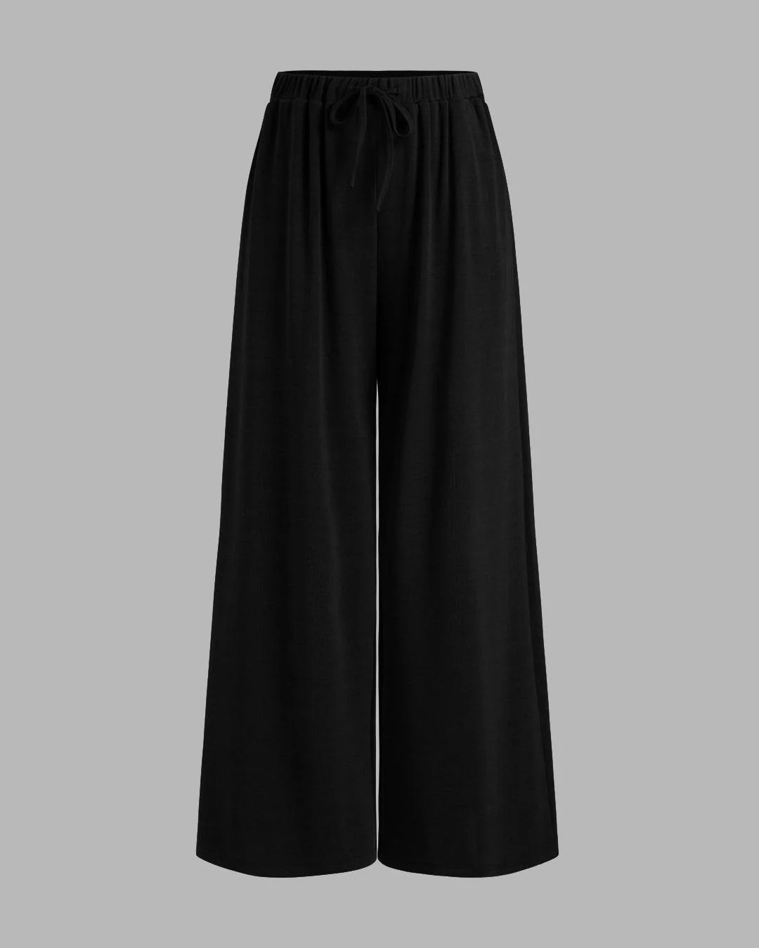 Hooded Solid Top & Mid Rise Pocket Wide Leg Trousers Set - Image 5