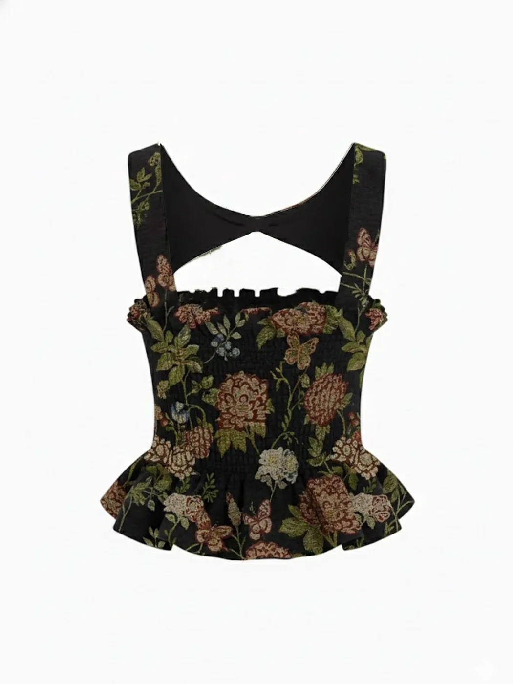 Jacquard Square Neck Floral Metal Detail Tank Top - Image 3