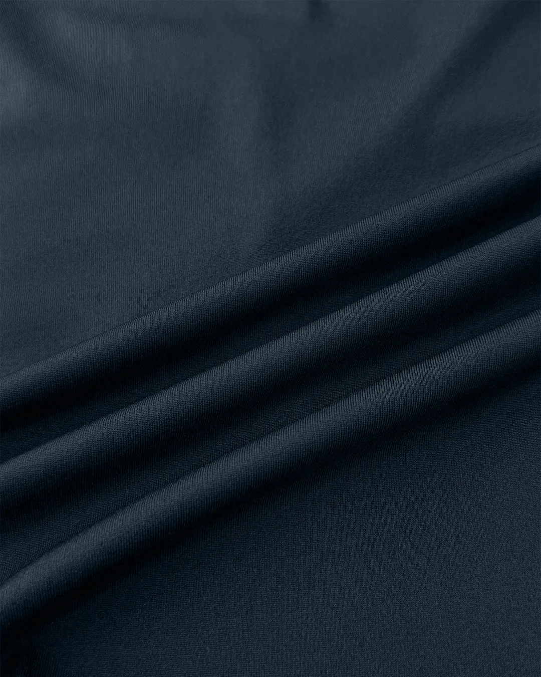 Knit Ruched Lace Trim Fitted Long Sleeve Top in Navy Blue - Image 3