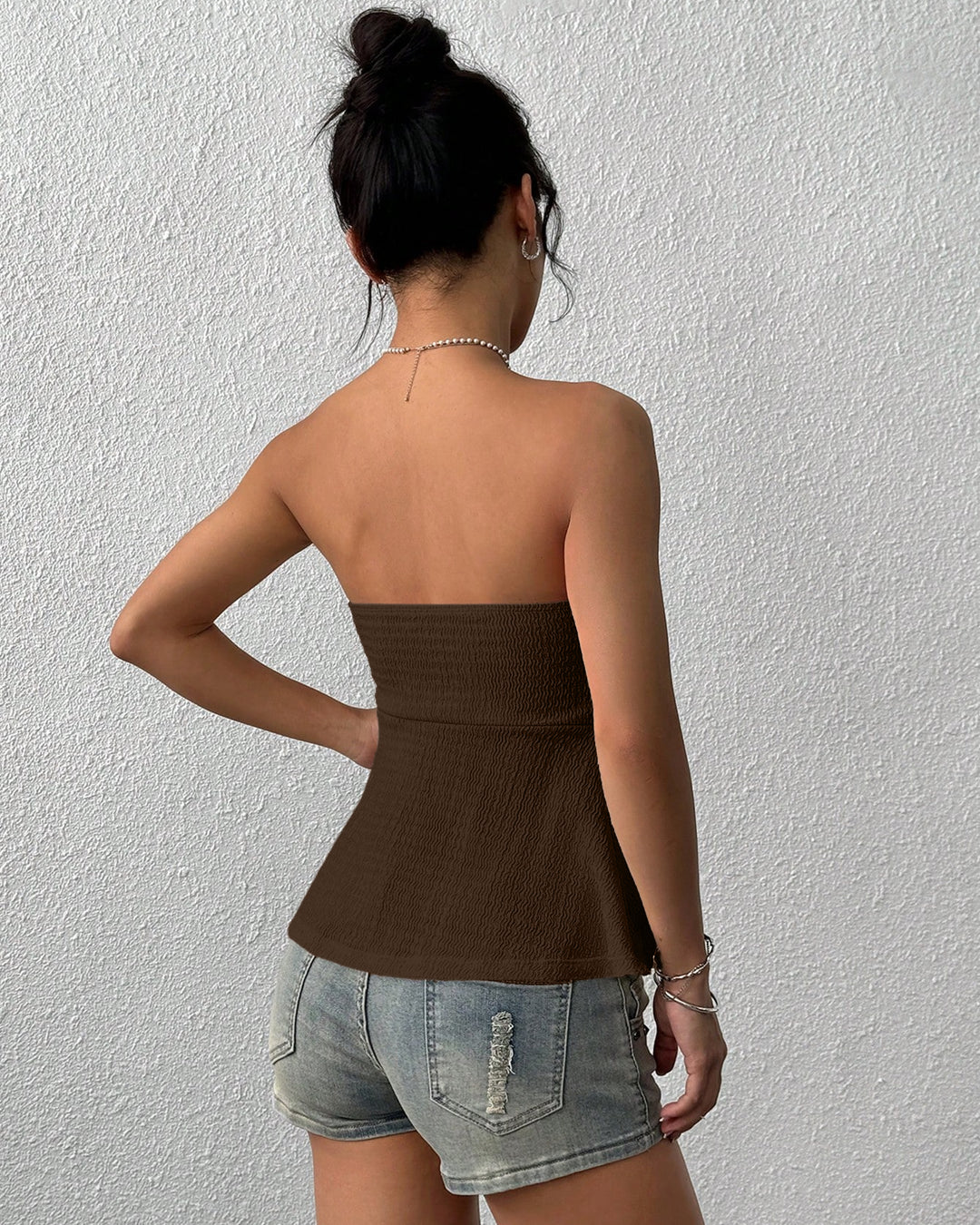 Knit Tube Top in Coffee Bean - Image 2