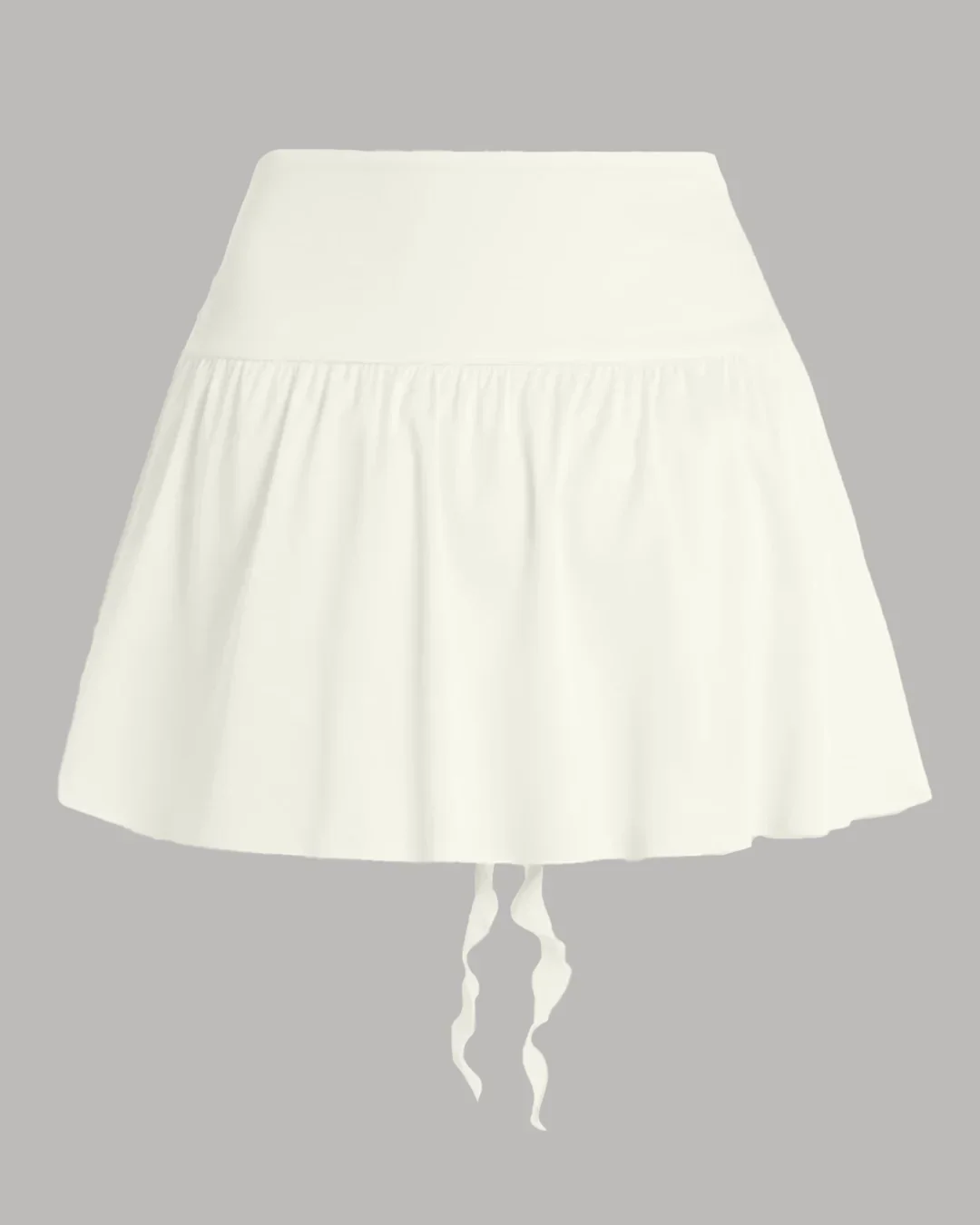 Knotted Ruffle High Waist Mini Skirt in Milky White - Image 3