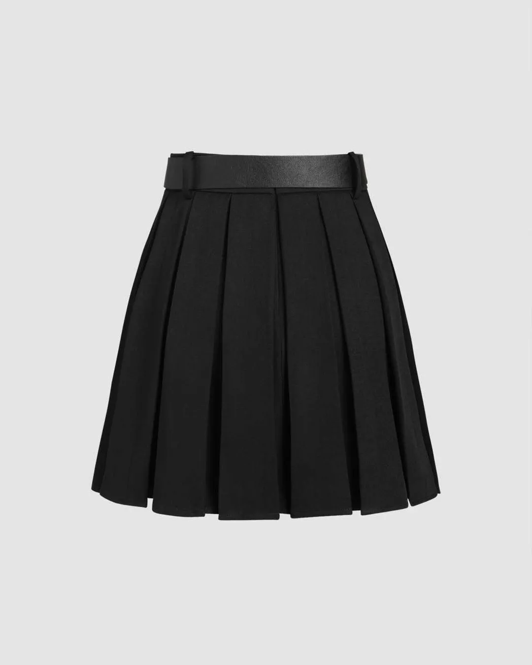 Korean Style High Waist Pleated Black Skirt - Image 2