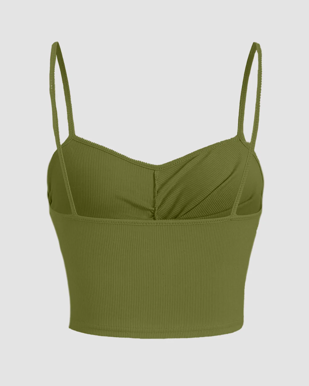 Lace Splicing Wrapped Cross Neck Camisole Top in Avocado Green - Image 2
