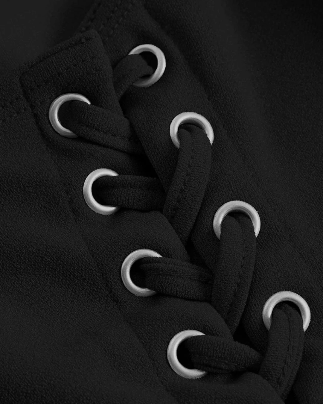 Lace Up Side Black Slim Fit Cami Top - Image 3
