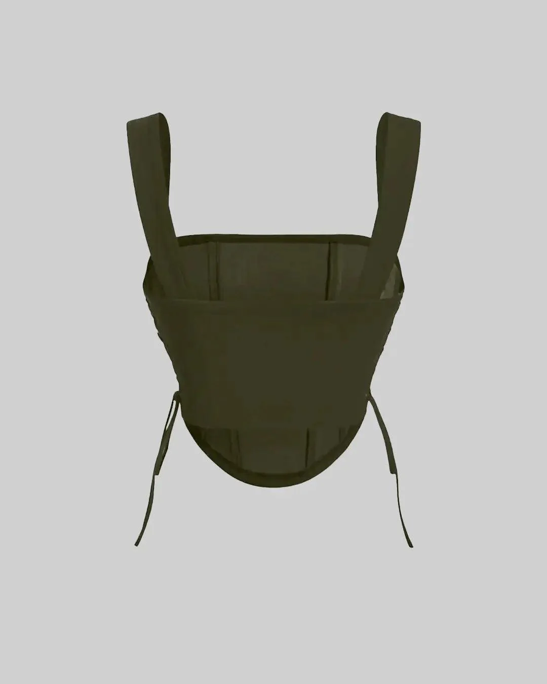 Lace Up Side Olive Green Slim Fit Cami Top - Image 2