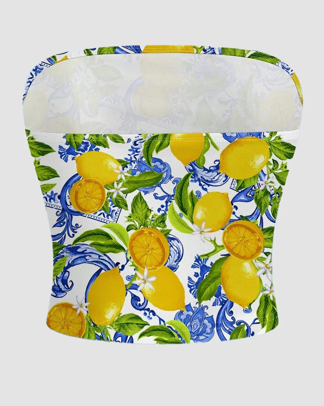 Lemon Print Strapless Tube Top - Image 2