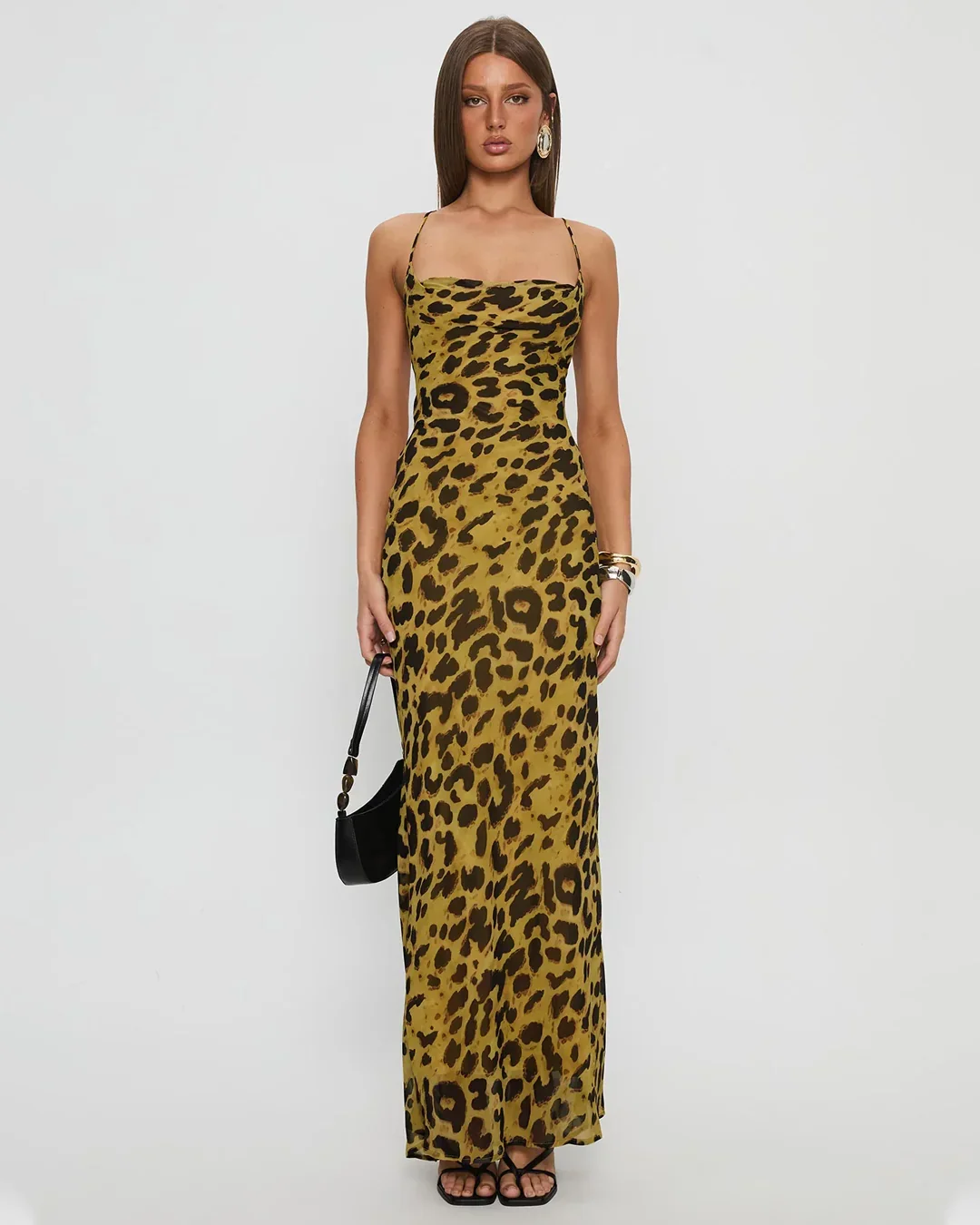 Leopard Print Backless Strappy Maxi Dress - Image 2