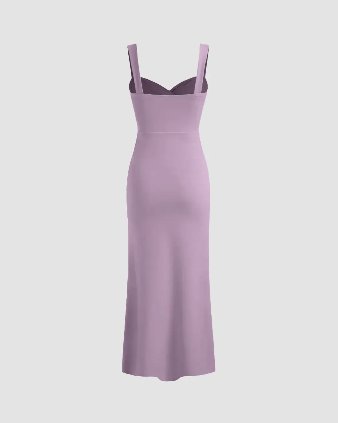 Lilac V-Neck Fishtail Midi Dress - Image 3