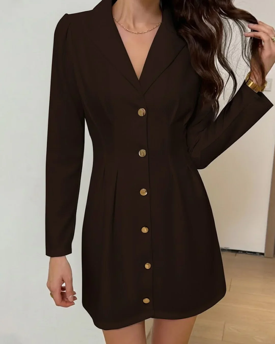 Long Sleeves Button-Front Blazer Dress - Image 2