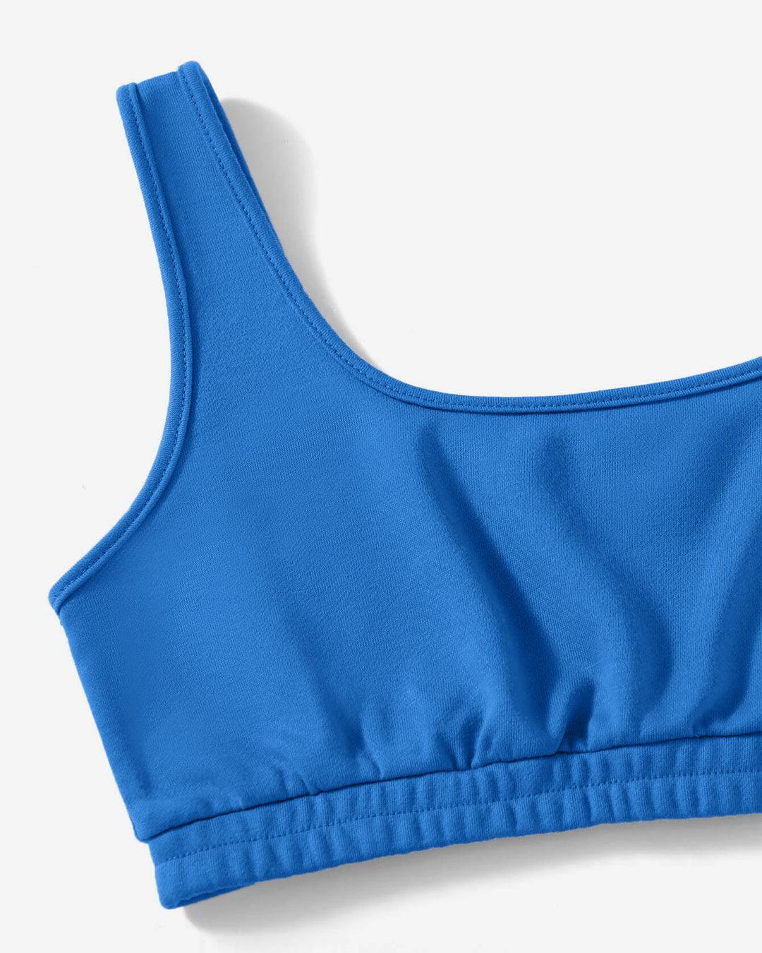 Loungewear Basics Solid Color Shorts With crop Top In Blue - Image 3