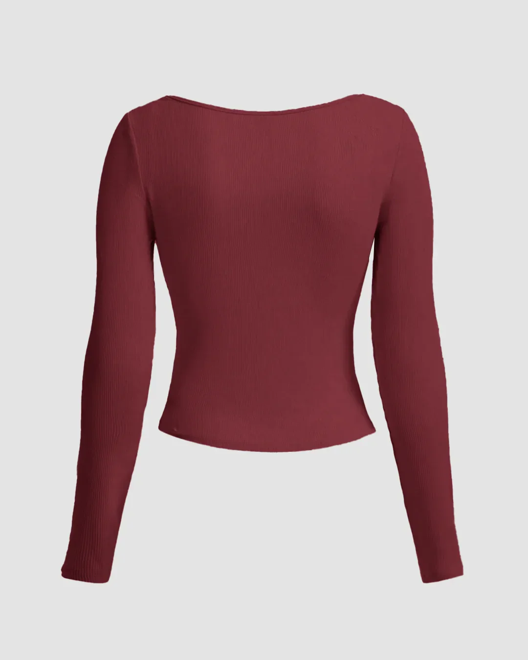 Maroon Ruched Front Mesh Full Sleeve Top - Image 2