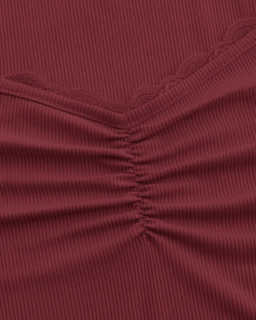 Maroon Ruched Front Mesh Full Sleeve Top - Image 3