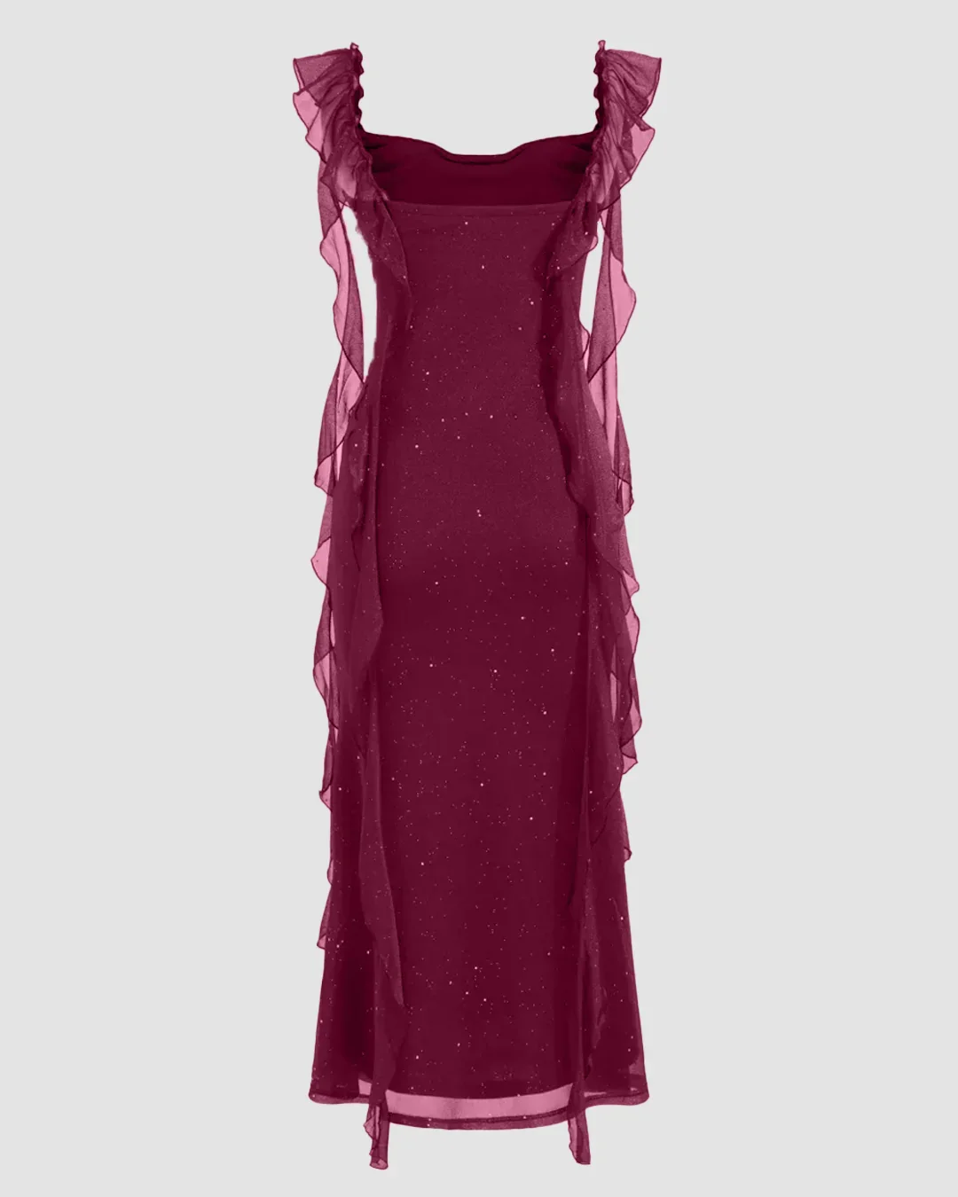 Square Neck Bodycon Midi Dress in Maroon - Image 3