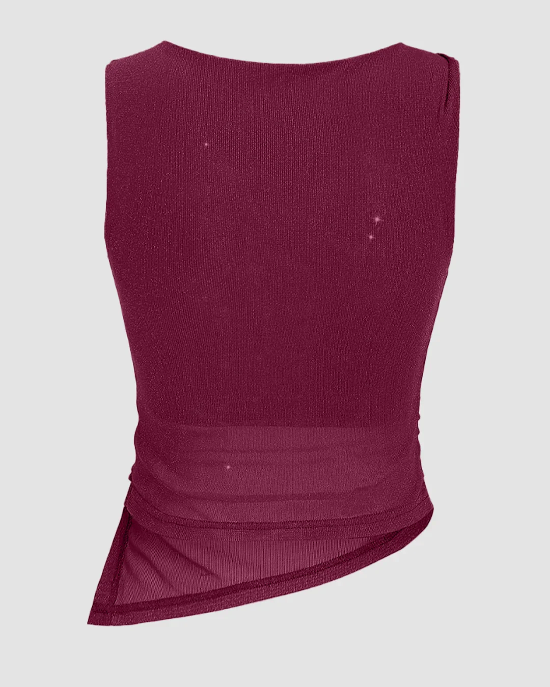 Maroon Ruched Side Asymmetric Hem Tank Top - Image 2