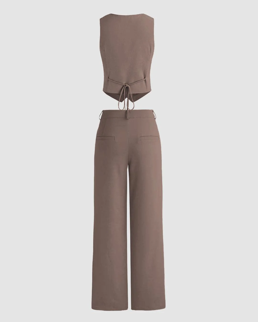 Matching Set of Vest Coat and Trousers in Cappuccino - Image 3