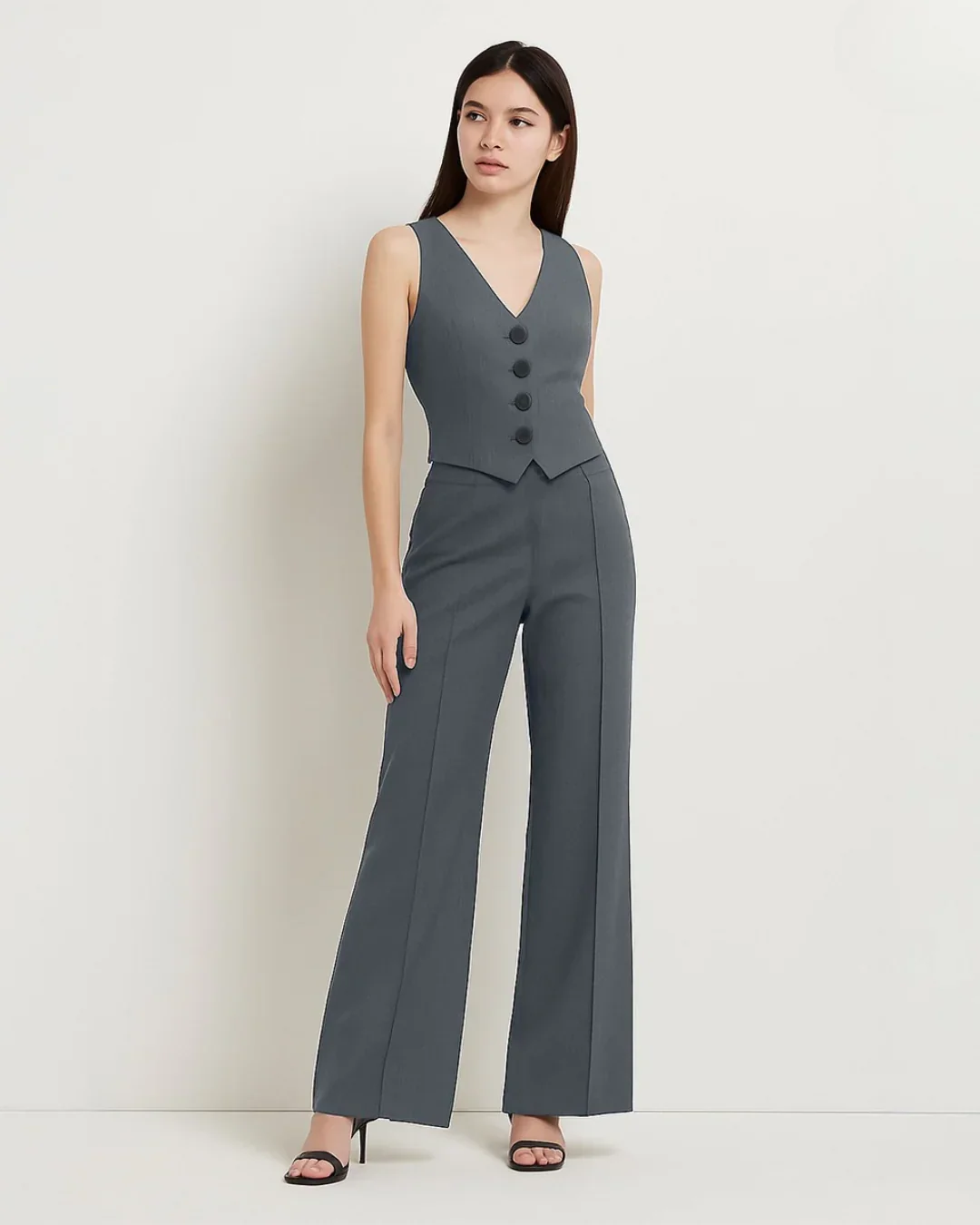 Matching Set of Vest Coat and Trousers in Grey - Image 2