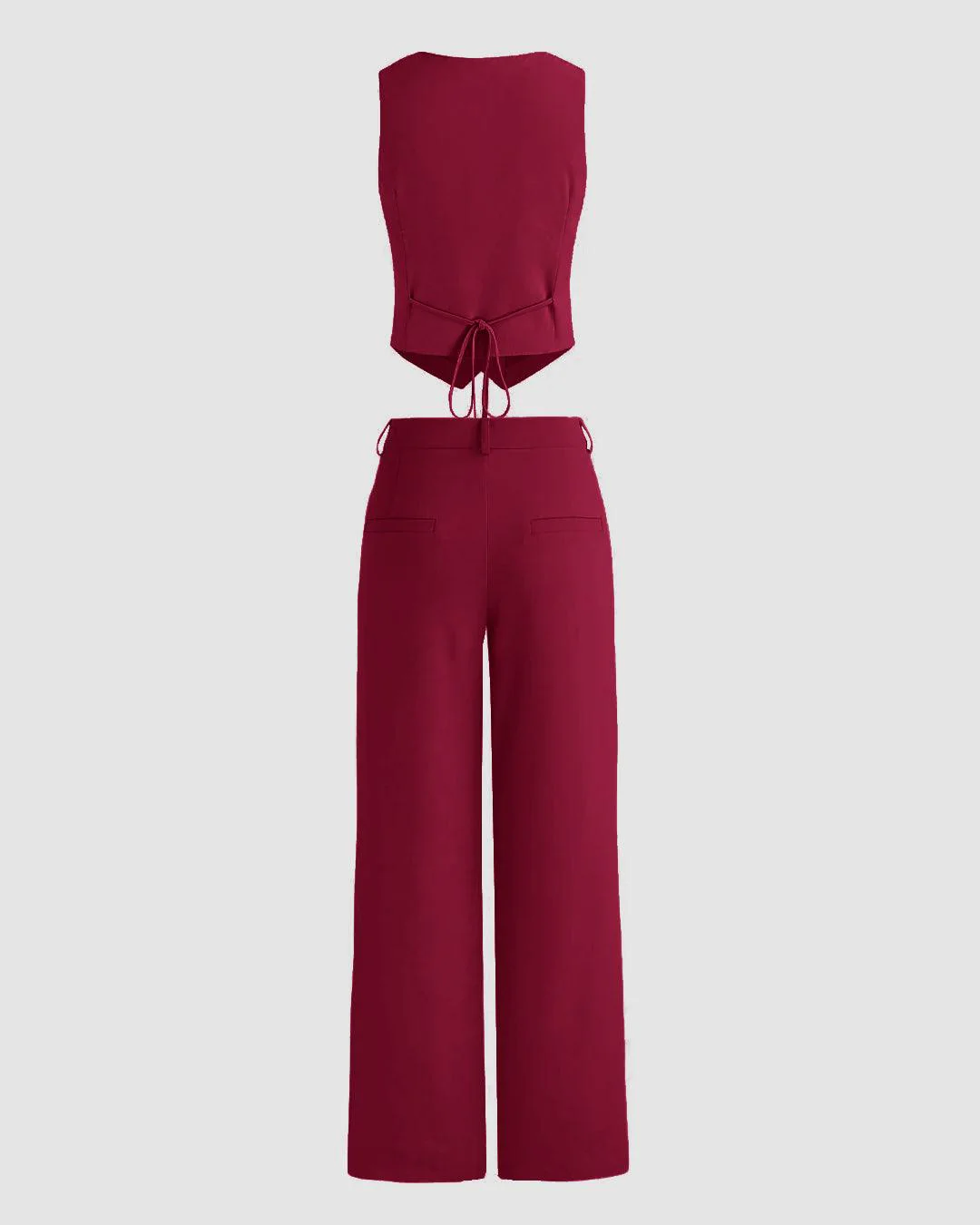 Matching Set of Vest Coat and Trousers in Redberry - Image 2