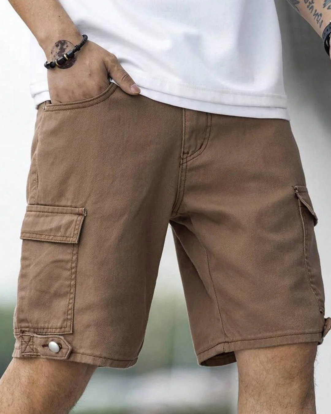 Men Denim Side Pocket Flap Bermuda Jean Shorts - Image 2