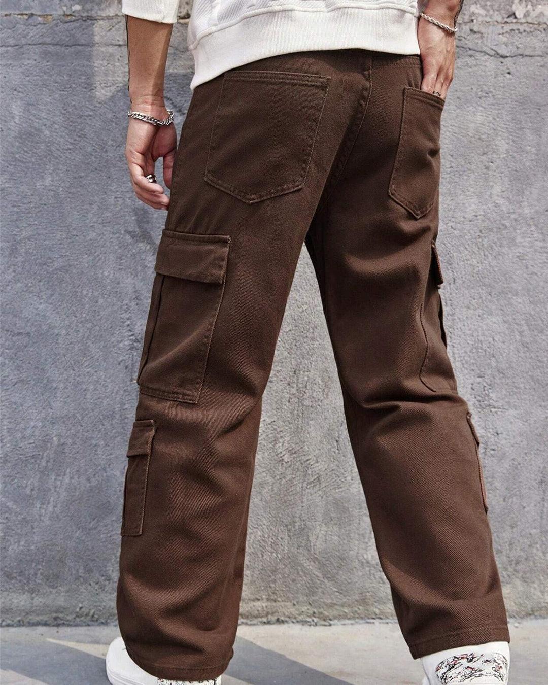 Men Flap Pocket Cargo Trouser In Brown - Image 2