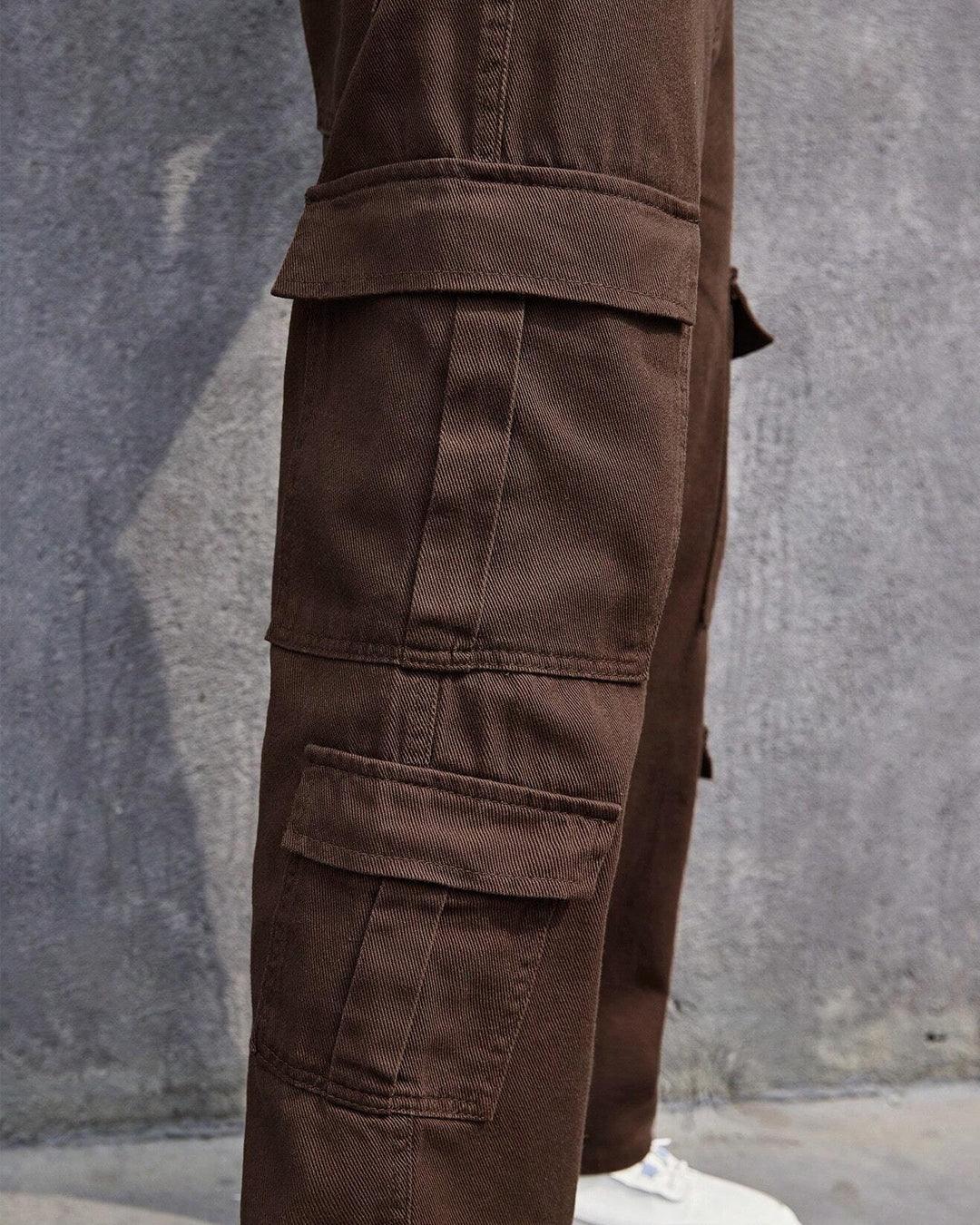 Men Flap Pocket Cargo Trouser In Brown - Image 3