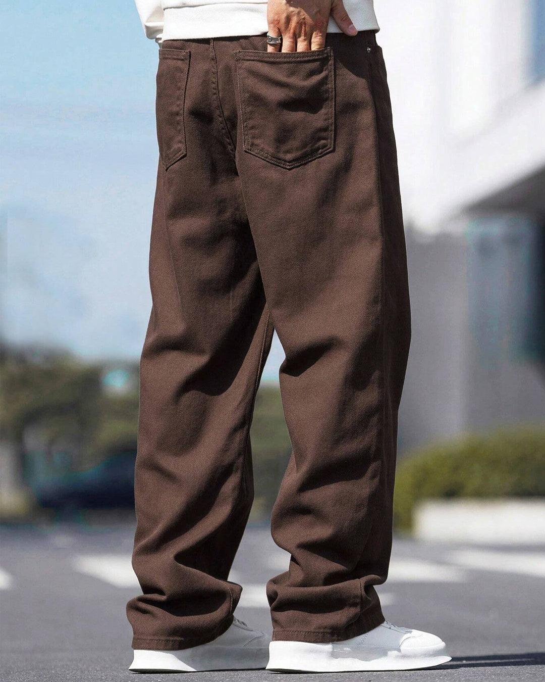 Men Manfinity Loose Straight Leg Trouser In Brown - Image 3