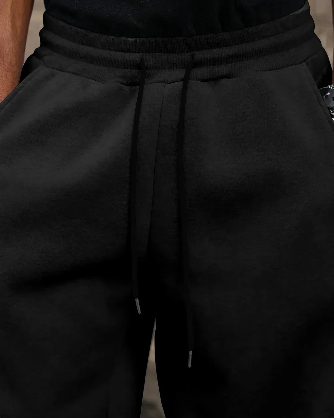Men Oversized Drawstring Sweat Pants in Black - Image 3
