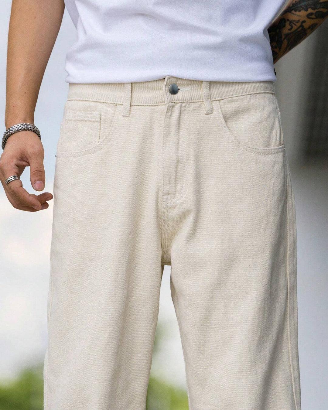 Men Relaxed Fit Mid Rise Beige Trouser - Image 3