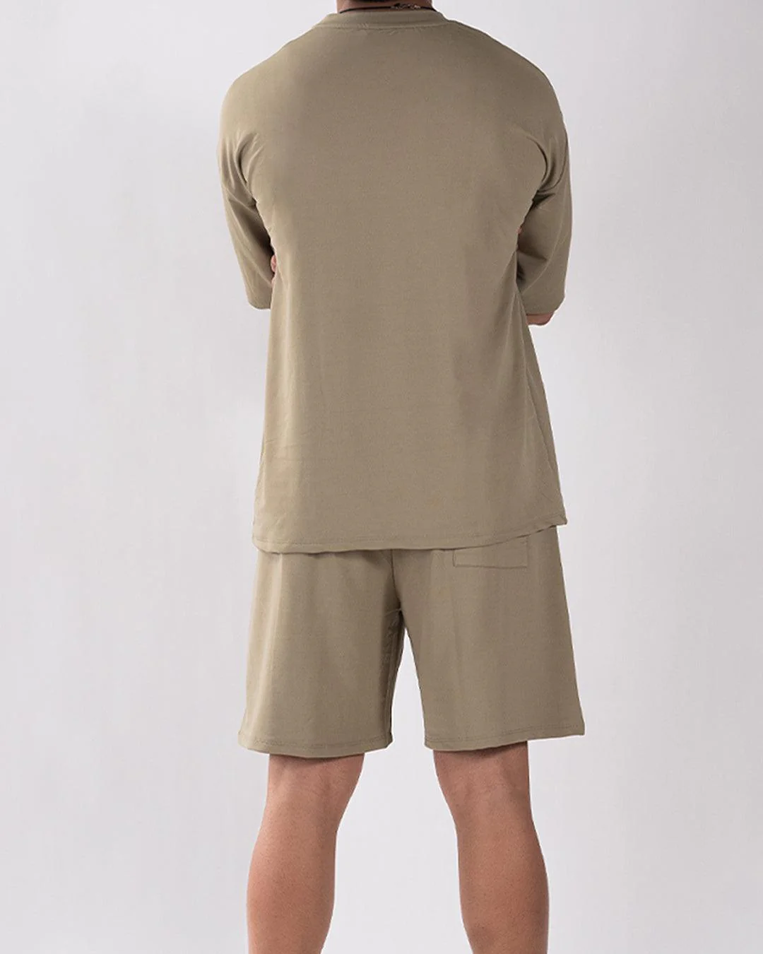 Men Solid Terry Olive Co-Ord Set - Image 2