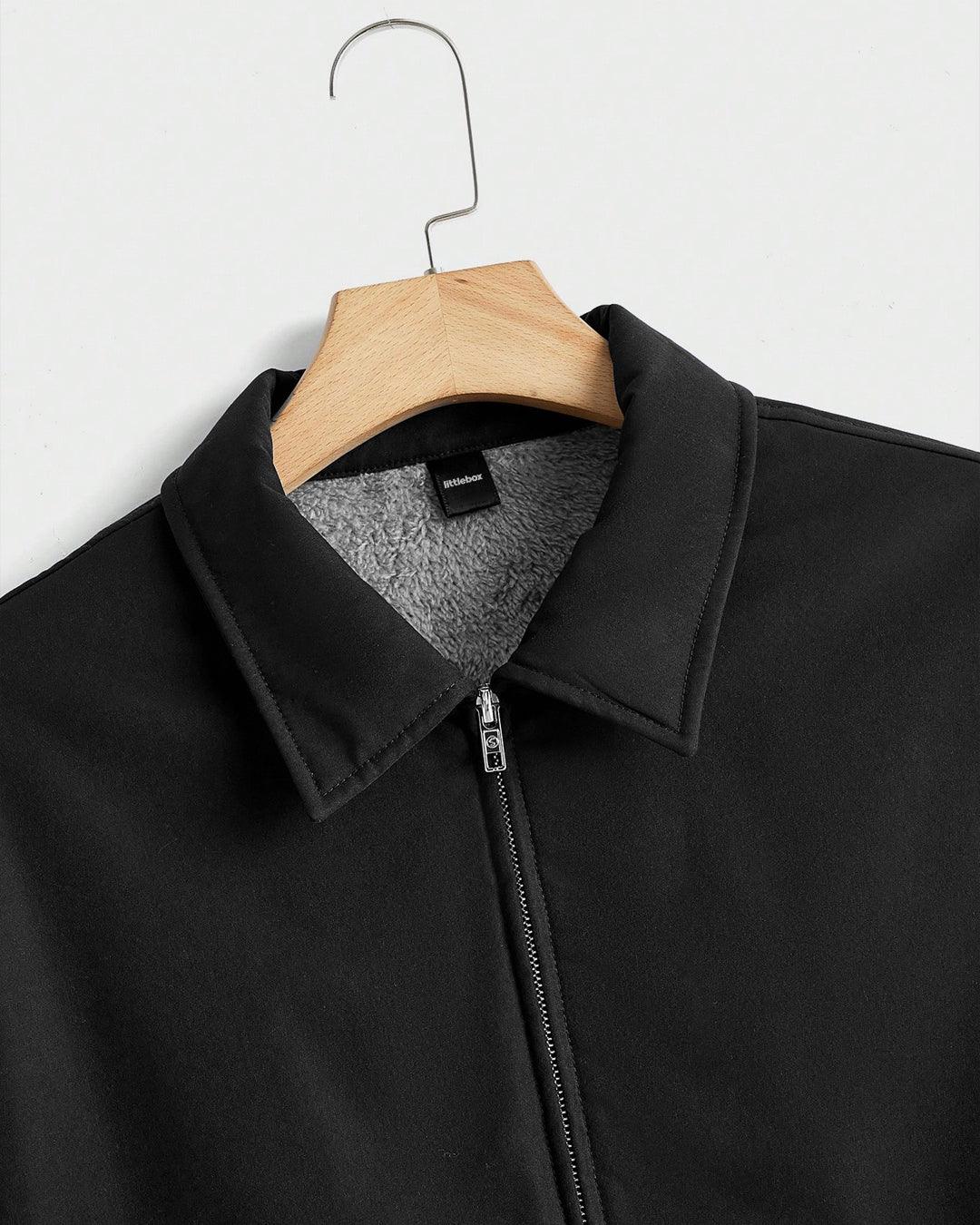 Men Stand Collar Long Sleeve Slim Fit Jacket And Pant In Black - Image 3