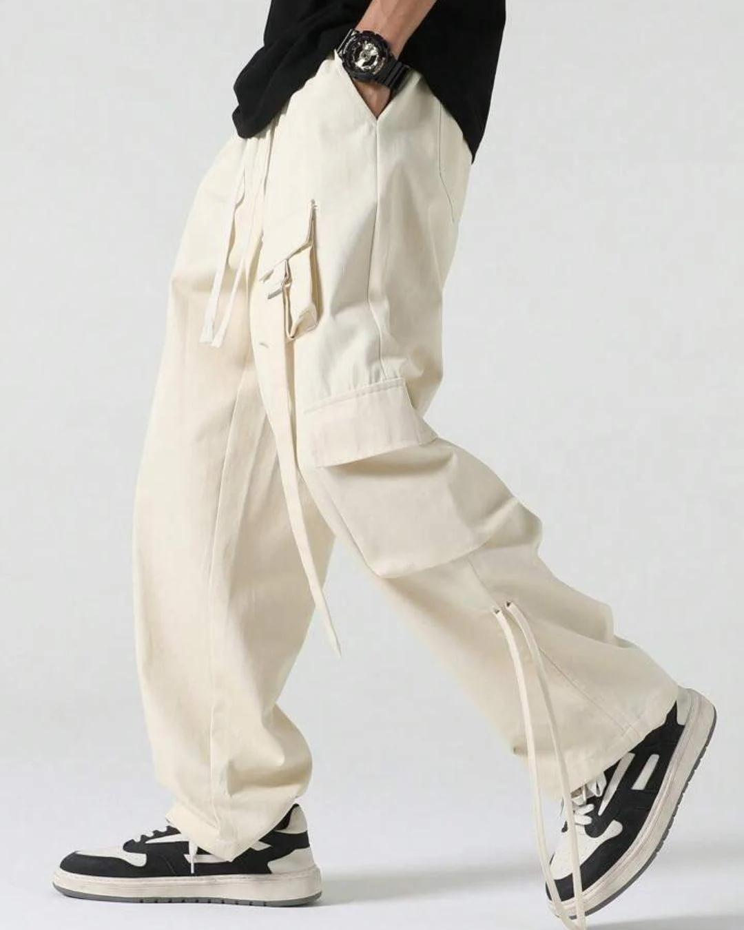 Men Strapped Multi Pocket Parachute Cargo Pants - Image 3