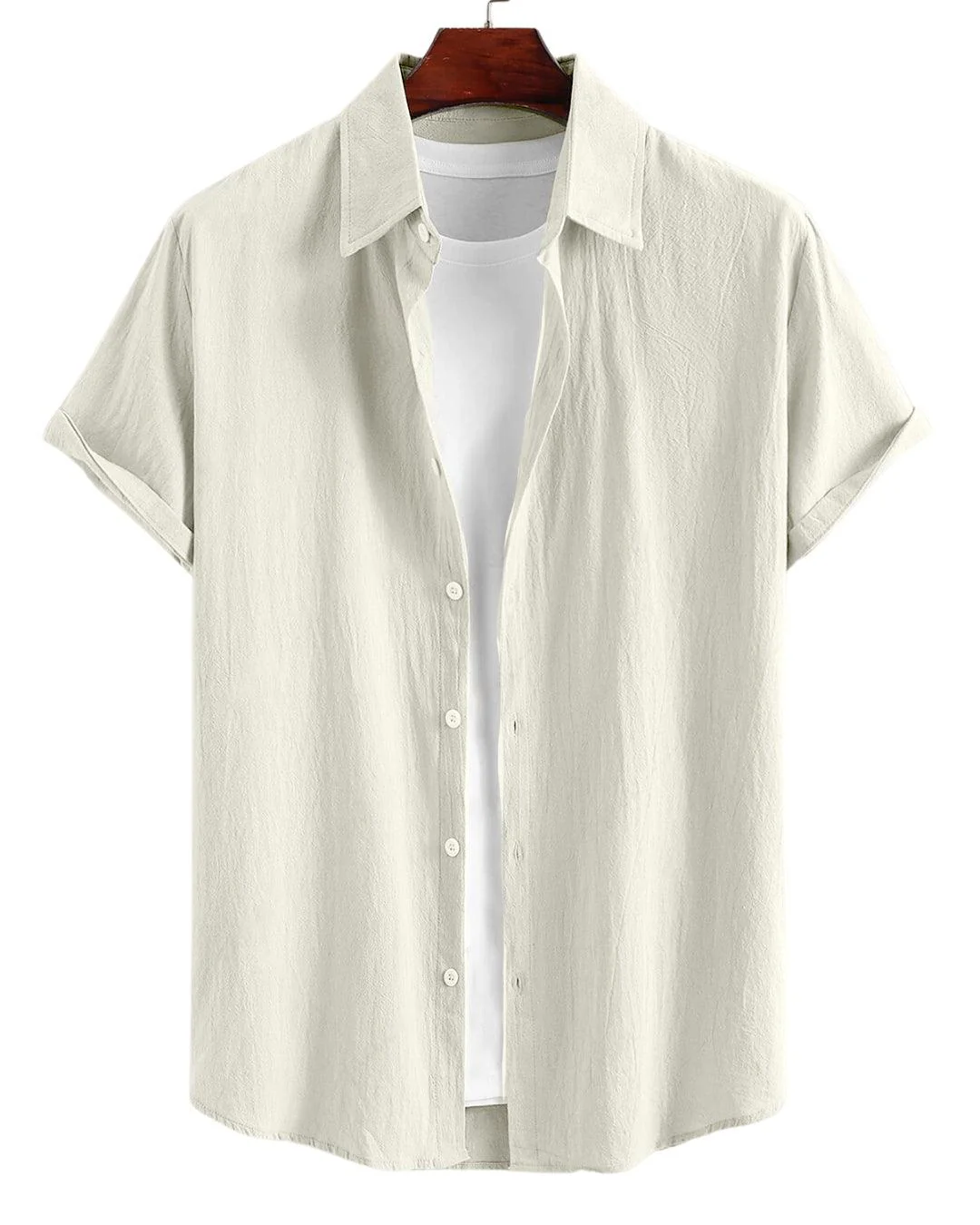 Men Two Piece Outfits Summer Comfortable Casual Short Sleeves Shirt And Pant Without Tee - Image 2