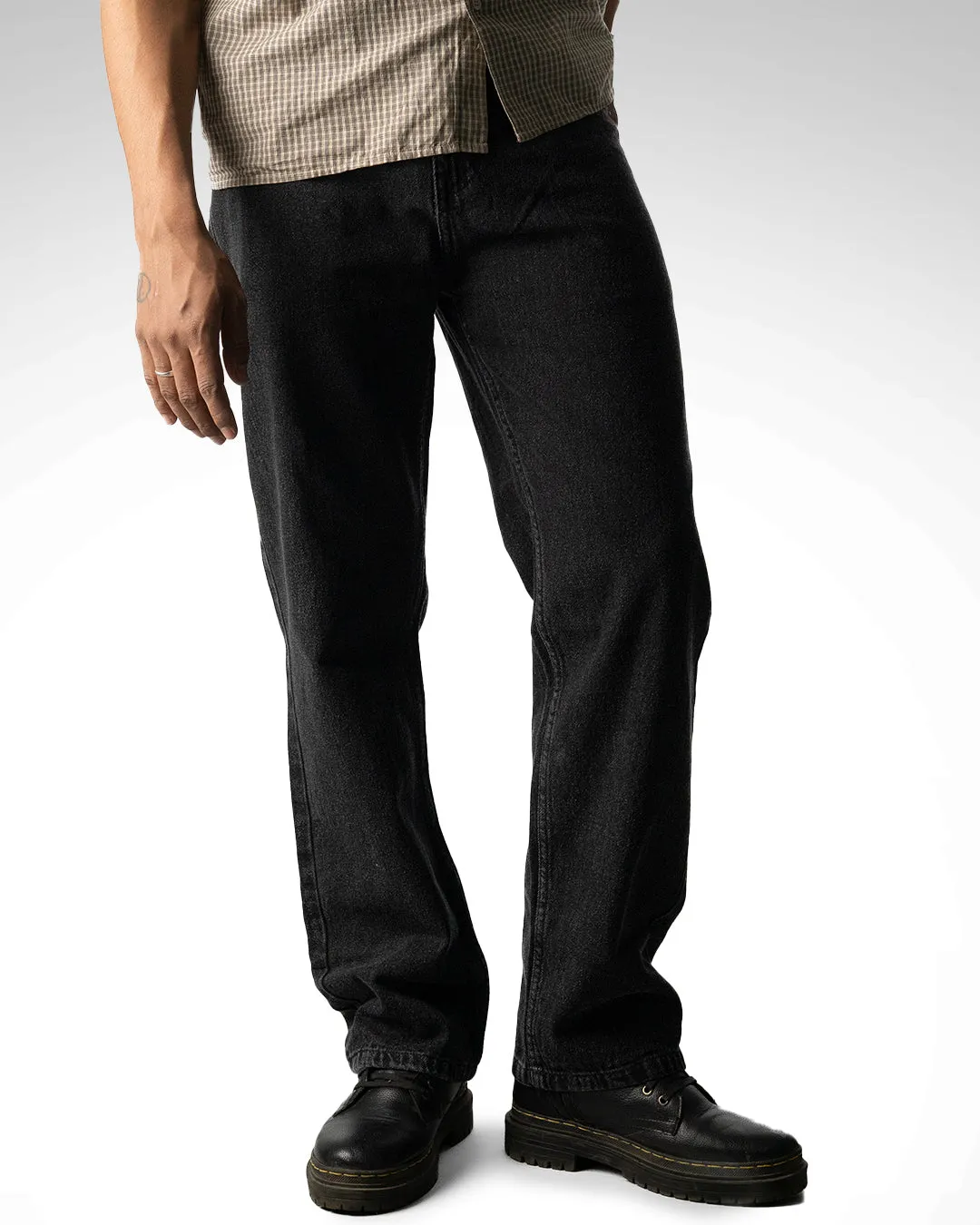 Men Wide Leg Baggy Regular Loose Fit Jeans - Image 2