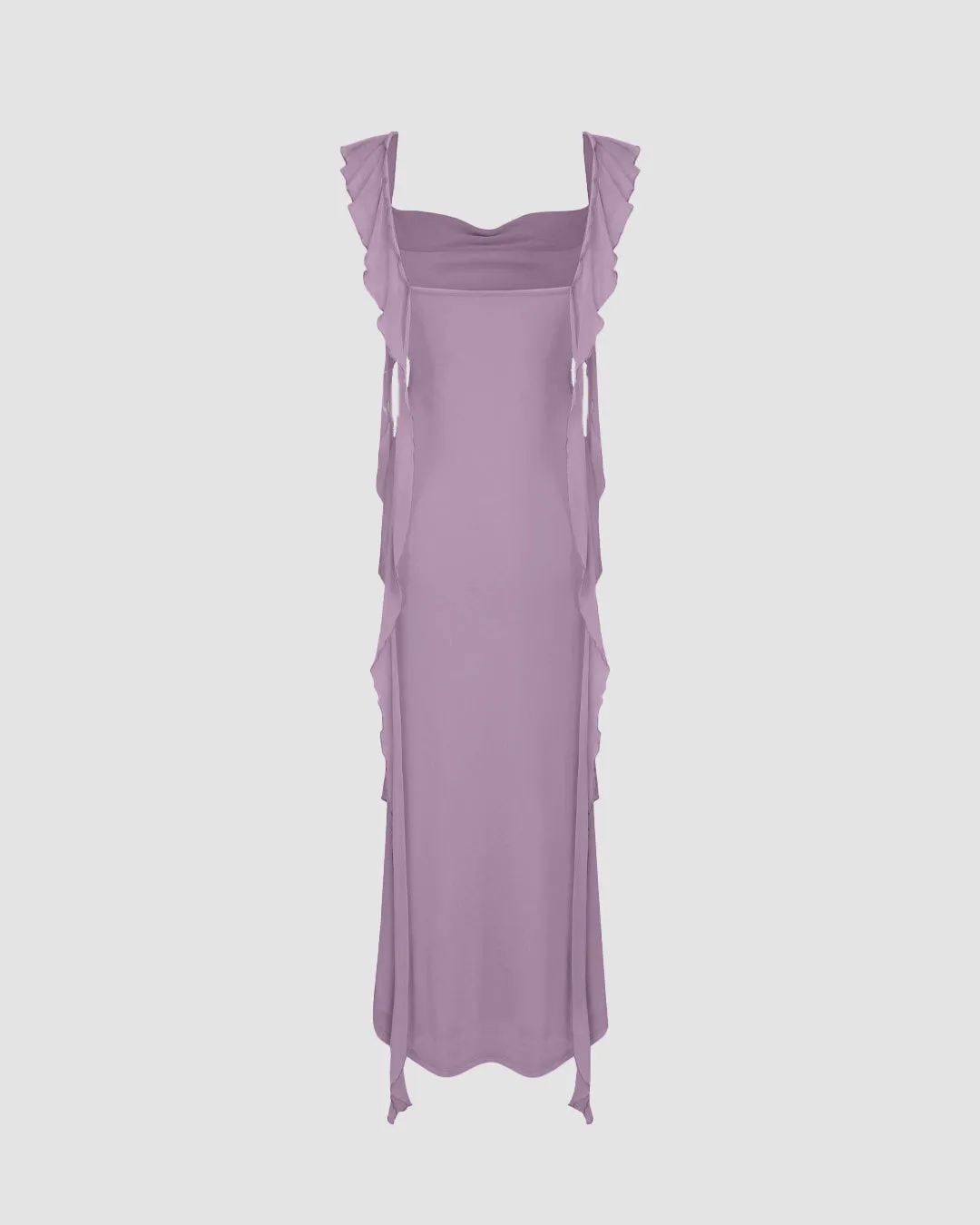 Mesh Ruffle Lilac Maxi Dress - Image 4