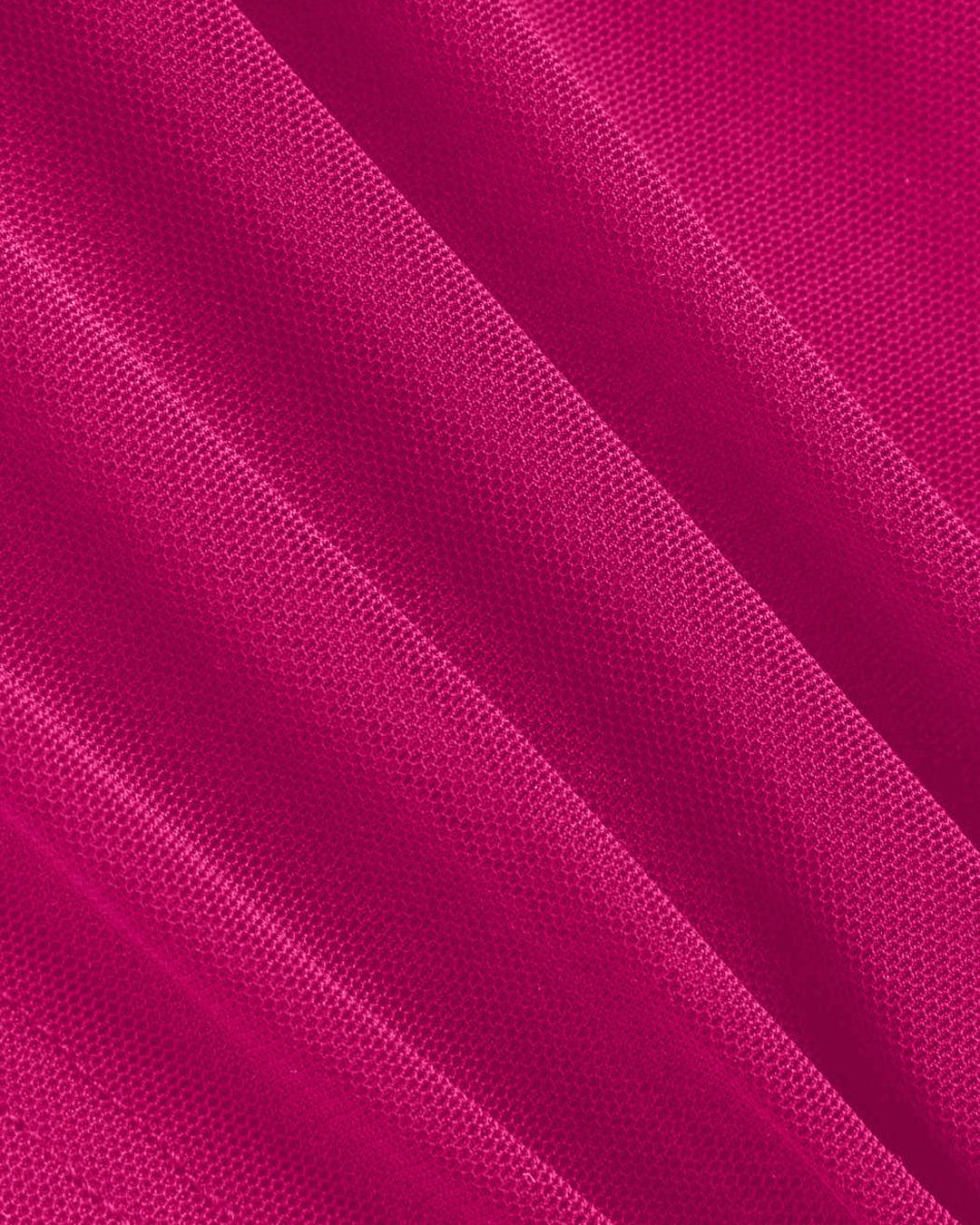 Mesh V-Neck Ruched Strappy Hot Pink Crop Top - Image 4