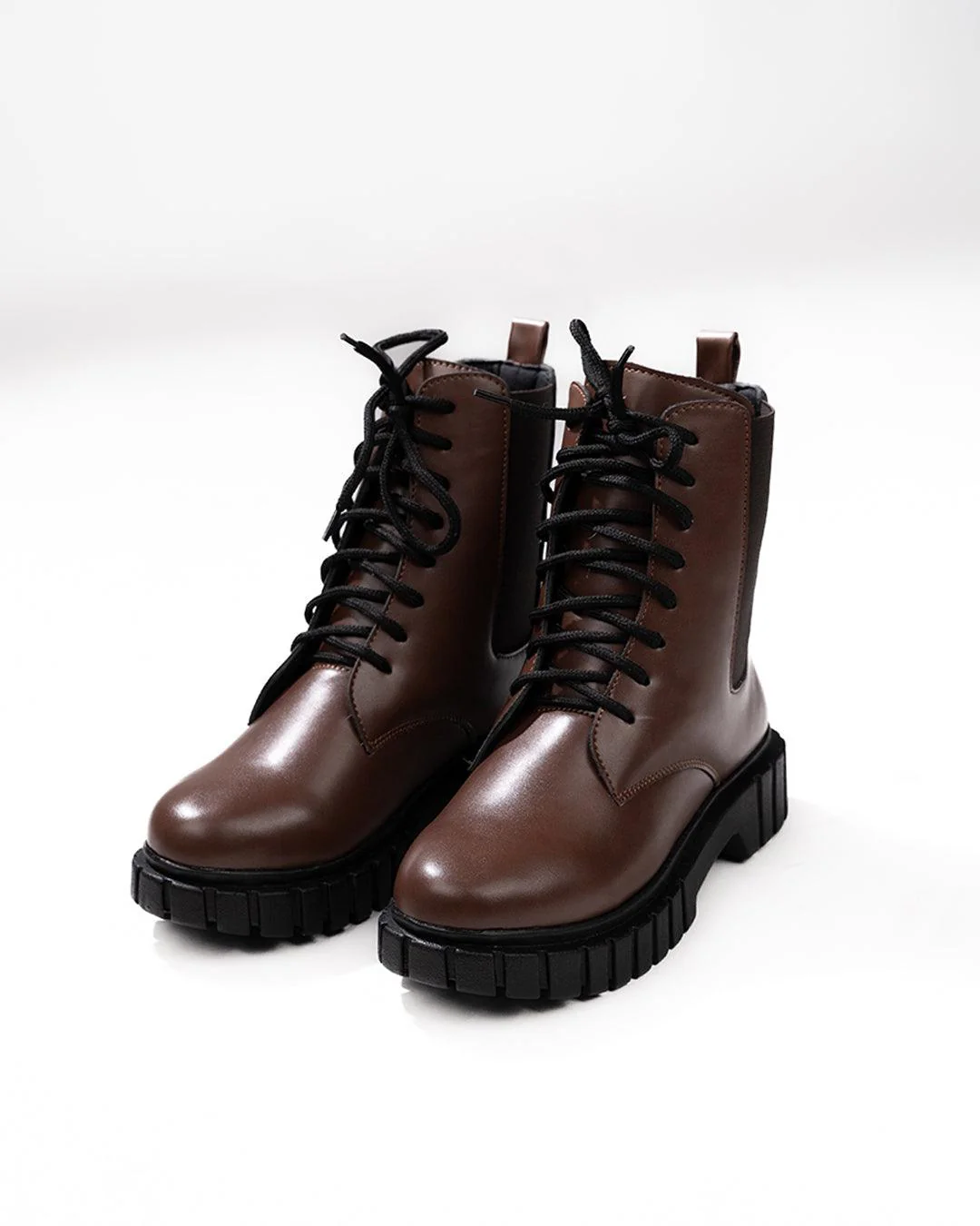 Mid Calf Lace Up Motorcycle Combat Shoes - Image 3